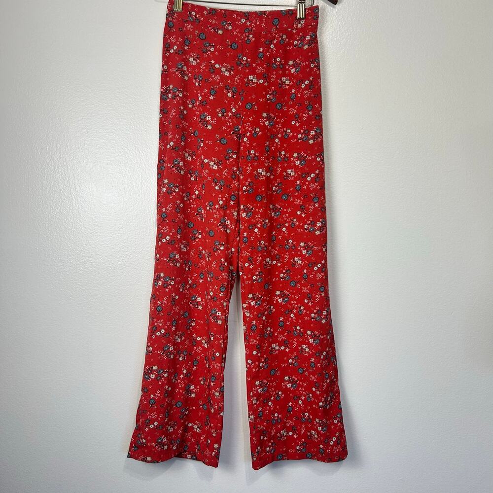 JAPNA Floral Wide Leg Pants Small Lightweight Womens Flowy Boho Casual Flowers